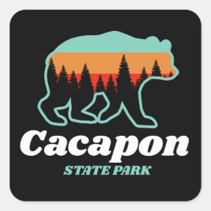 Cacapon Resort State Park Väster Virginia Bear Ret Fyrkantigt Klistermärke