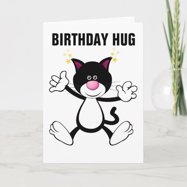 CACAT HUG GRATTIS PÅ FÖDELSEDAGEN GREETING CARDS KORT (Framsida)