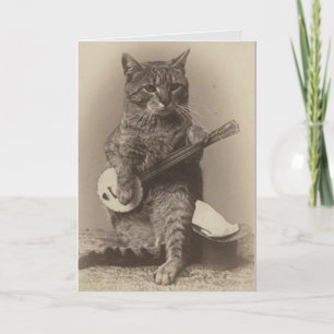 CACAT PLAYY BANJO VINTAGE BIRTHDAY-KORT TACK KORT