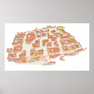 Caceres Spanien. Medeltida stad Poster