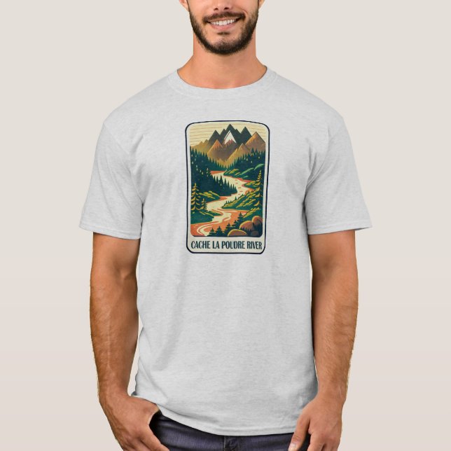 Cache la Poudre River Colorado Färg T Shirt (Framsida)