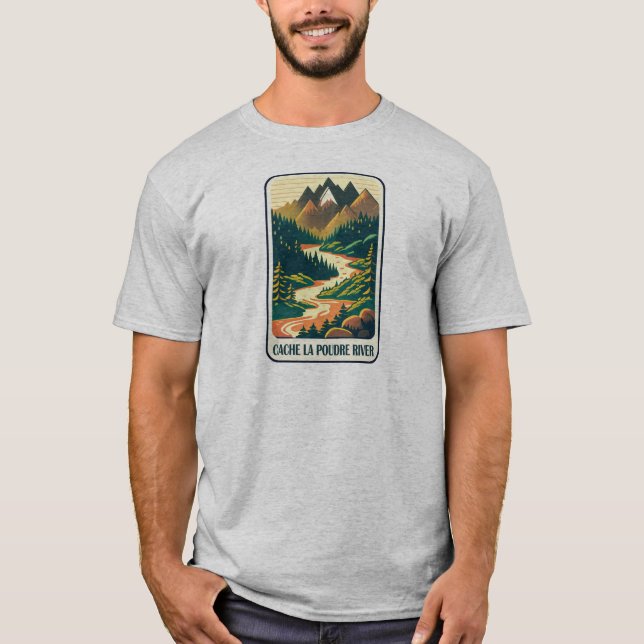 Cache la Poudre River Colorado Färg T Shirt (Framsida)