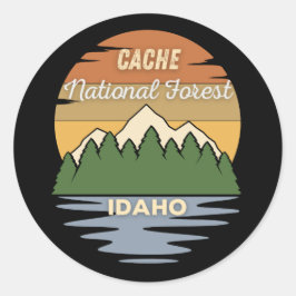 Cache National Forest Idaho Classic Round Sticker Runt Klistermärke