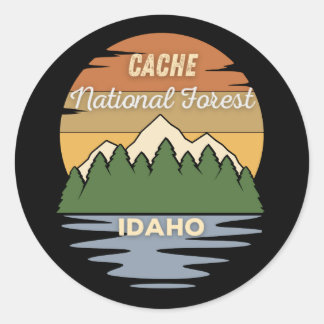 Cache National Forest Idaho Classic Round Sticker Runt Klistermärke