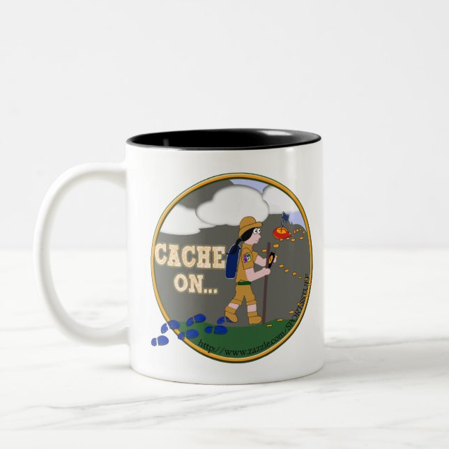 CACHE PÅ GIRL BLACK GEOCACHING ZAZ Två-Tonad MUGG (Vänster)