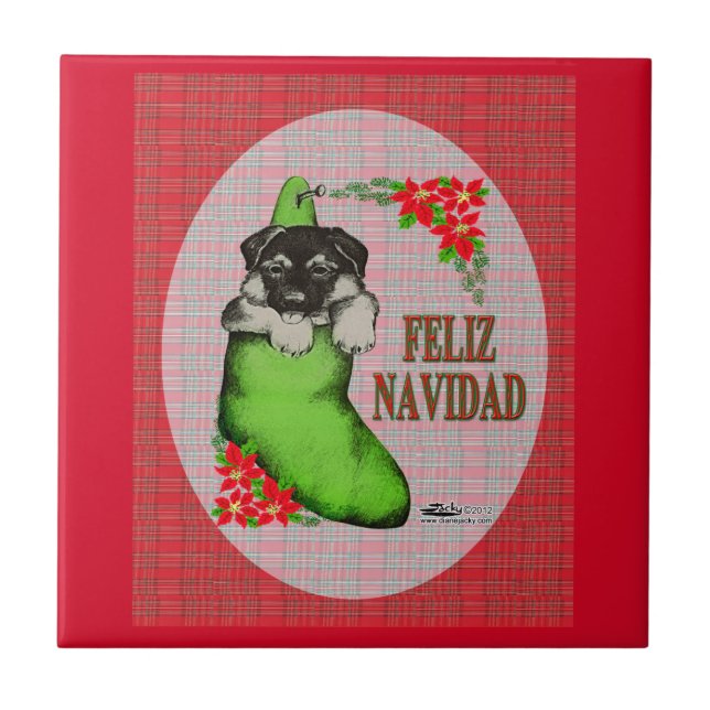 Cachorrito Feliz Navidad Kakelplatta (Framsidan)