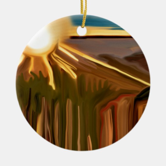 Cacti Abstrakt Art. Julgransprydnad Keramik (Framsidan)