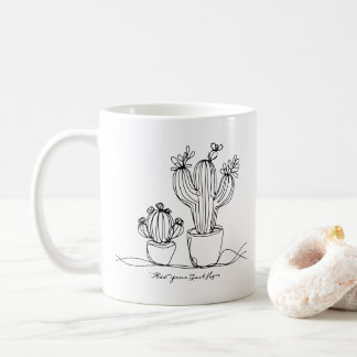 Cacti Abstrakt Line Art med Personlig Text Kaffemugg