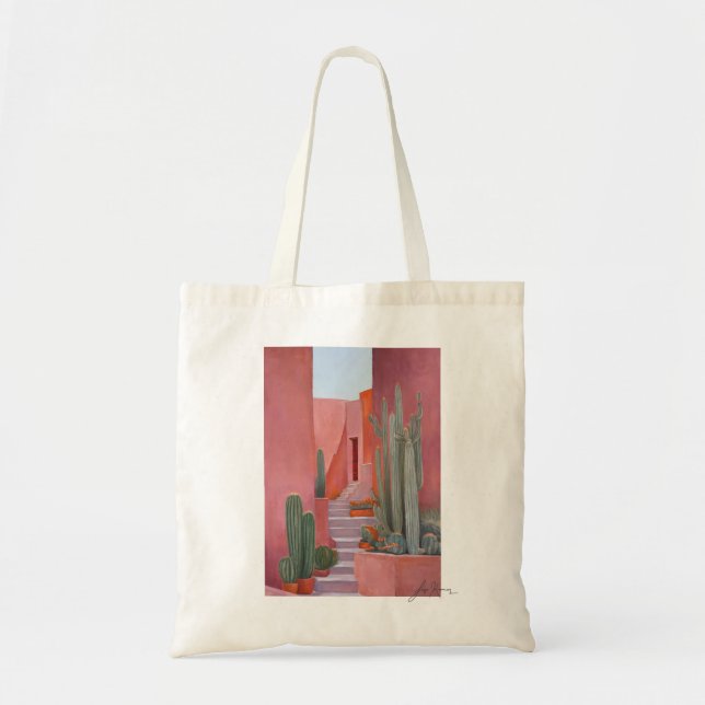Cacti Ally Tote Bag – Desert Art, Boho Style Tygkasse (Framsidan)