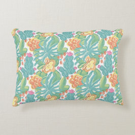 Cacti and plant Desert Botanical Green Orange Pink Prydnadskudde