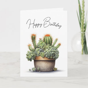 Cacti-anläggningar från födelsedagen i Pot Kort