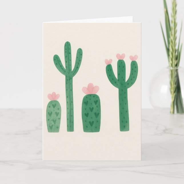 Cacti Blank Hälsning Kort (Framsida)