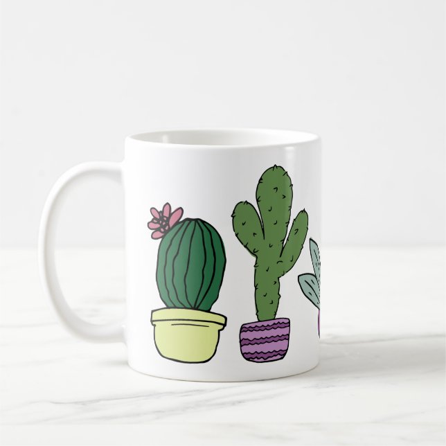 Cacti Cacti Cacti Cute Cactus Succulated Poften Pl Kaffemugg (Vänster)
