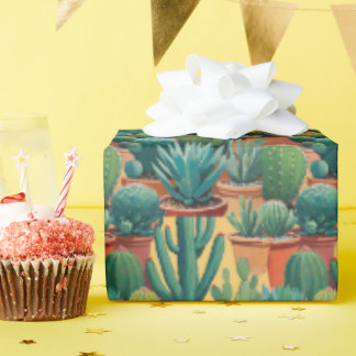 Cacti Cactus Plants Terracotta Pots Desert Guld Presentpapper