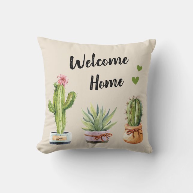 Cacti Grönt Cactus Gardener Välkommen hem Kudde (Framsida)