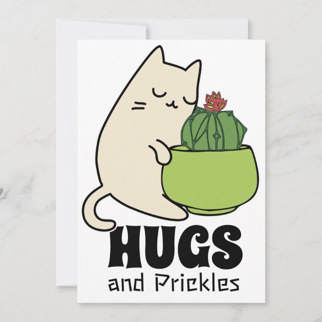 Cacti huggande Cat hugs och pickor Julkort (Framsida)