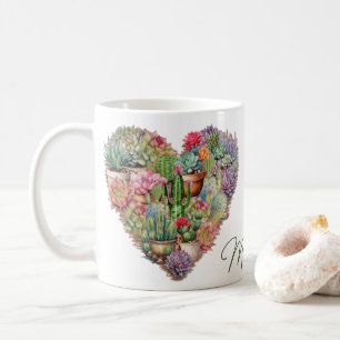 Cacti i en hjärtform Namn Kaffemugg