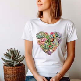Cacti i en hjärtform t shirt