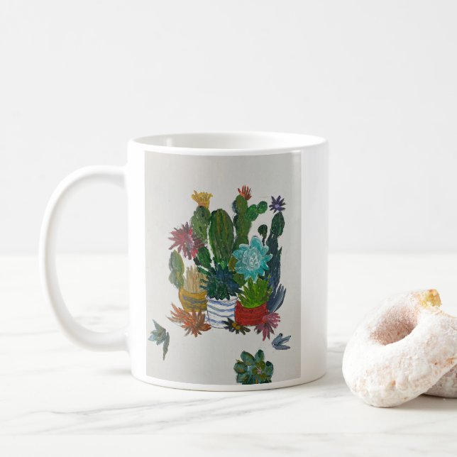Cacti i pots Akrylkonst Kaffemugg (Med munk)