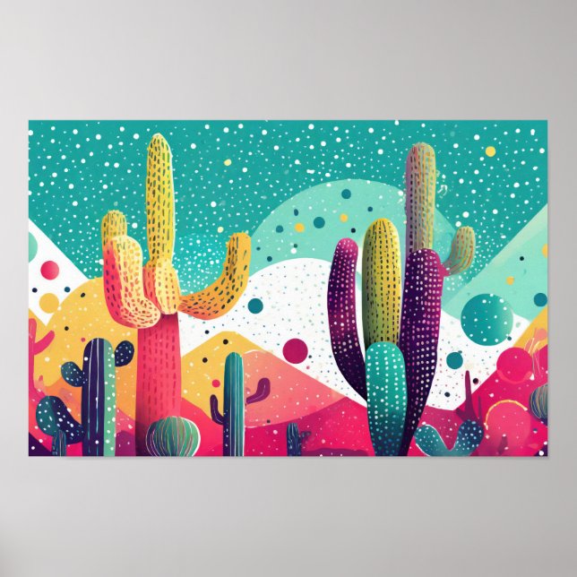 Cacti i vibrerande färg poster (Framsidan)