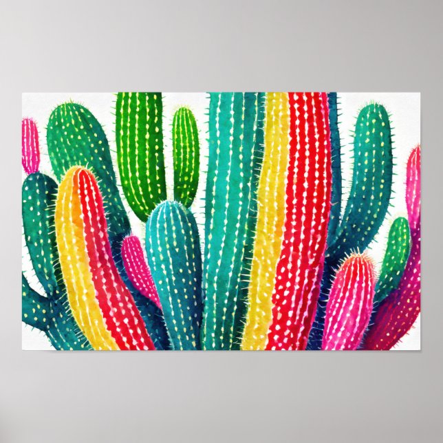 Cacti i vibrerande färg poster (Framsidan)