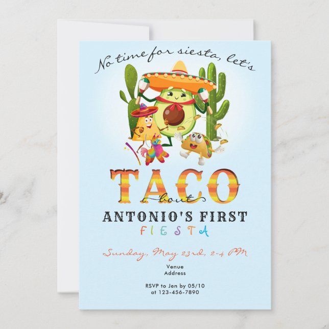Cacti - ingen tid för Siesta First Fiesta 1:a föde Inbjudningar (Framsida)