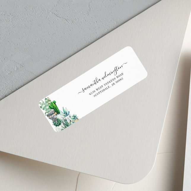 Cacti Plants botaniska Returadress Etikett (Change of Address Return Address Cacti Label)