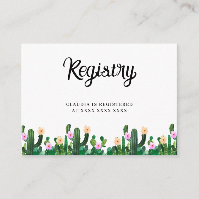 Cacti Registry Bröllopsdusch Tilläggskort (Framsida)
