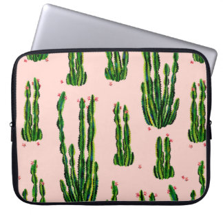 Cacti, sömlös vattenfärg i mönster. Cactus in blos Laptop Fodral