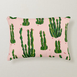 Cacti, sömlös vattenfärg i mönster. Cactus in blos Prydnadskudde