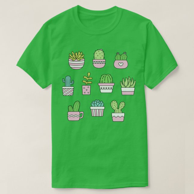 Cacti Succulants Plants Doodles T Shirt (Design framsida)