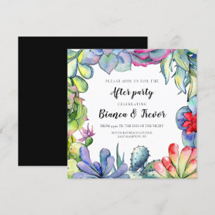 Cacti & succulations vattencolor bröllop efter par inbjudningar