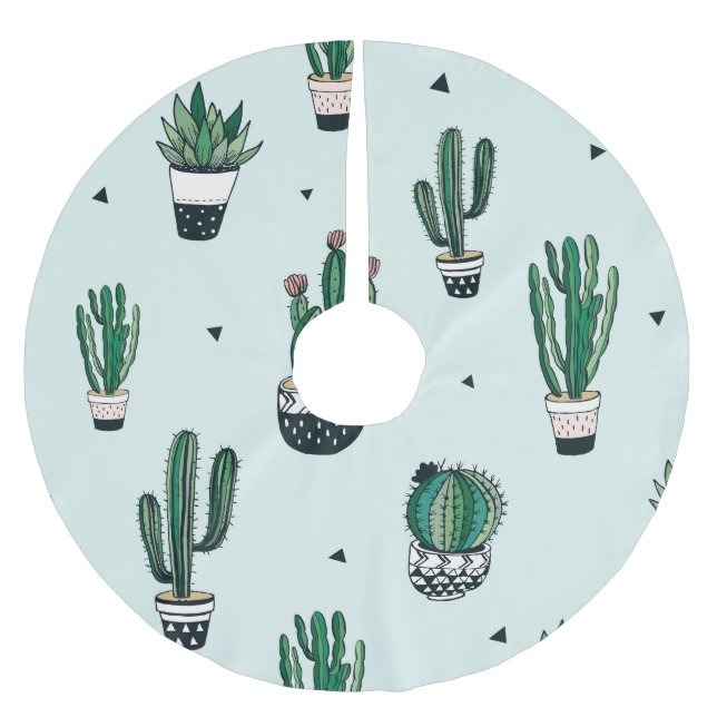 Cacti-succulents, handdragna sömlösa mönster. julgransmatta borstad polyester (Framsidan)