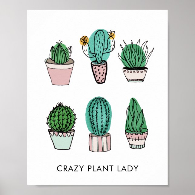 Cacti succulents illustration personlig poster (Framsidan)