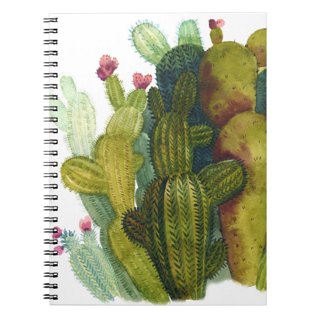 Cacti, succulents: vintagens vattenfärg. anteckningsbok (Framsidan)