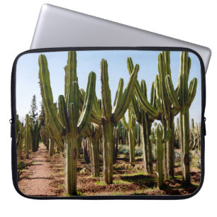 Cacti-trädgården. Grönt lång kaktusar och suckultu Laptop Fodral