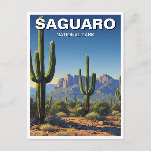 Cacti vid Saguaro nationalpark Souvenir Vykort (Framsida)