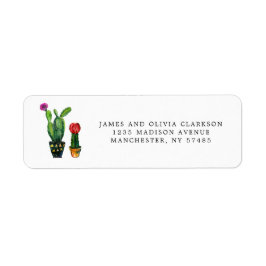 Cacti Watercolor Family Returadress Etikett