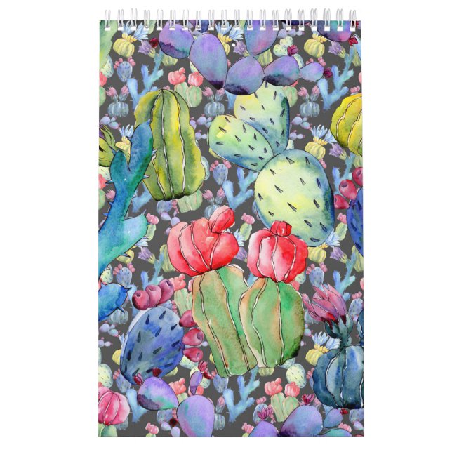 Cactus Abstrakt Watercolor Kalender (Omslag)