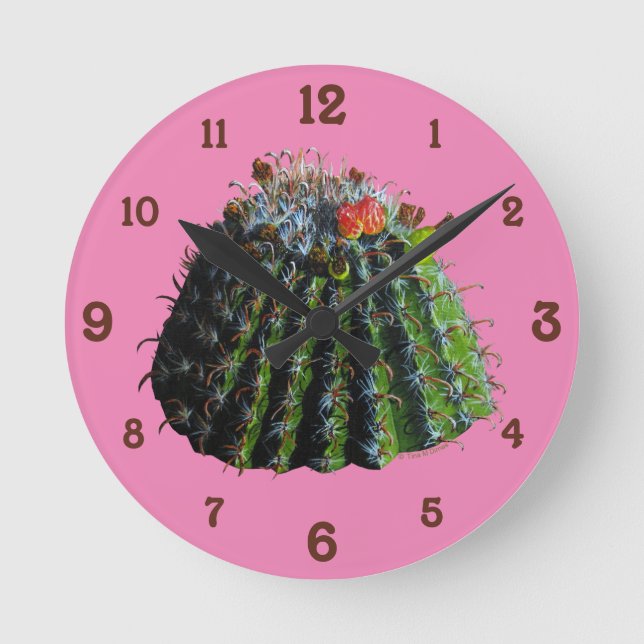 Cactus Acrylic Wall Clock Rund Klocka (Framsida)