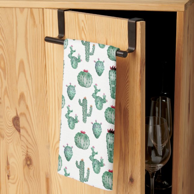 Cactus All over Print Kitchen Towel, Anpassade Kökshandduk (Thirds Fold)