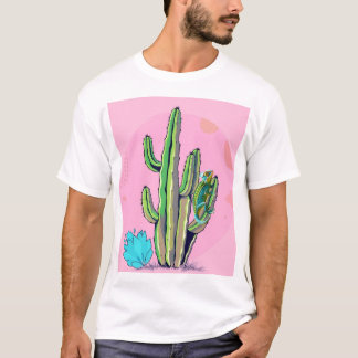 "Cactus and Lizard T-Shirt: Desert skönhet i rosa" T Shirt