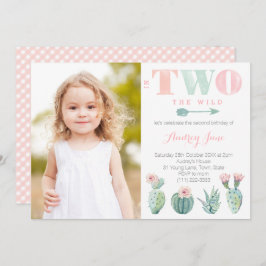 Cactus andra födelsedagen Party för flicka med Bil Inbjudningar