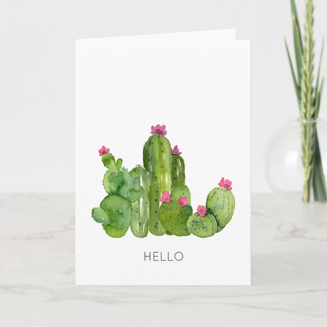 Cactus Art Flowers Hej Thinking You Southwest Kort (Framsida)