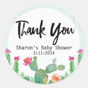 Cactus Baby Shower Sticker Runt Klistermärke