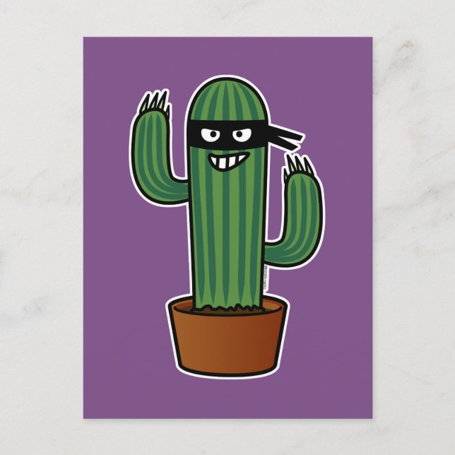 Cactus bandido ninja masked sneaky bandit vykort (Framsida)
