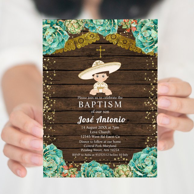 Cactus Baptism-inbjudan till Boy Inbjudningar (Skapare uppladdad)