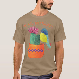 Cactus Bird Hugs och Kisses retro T Shirt