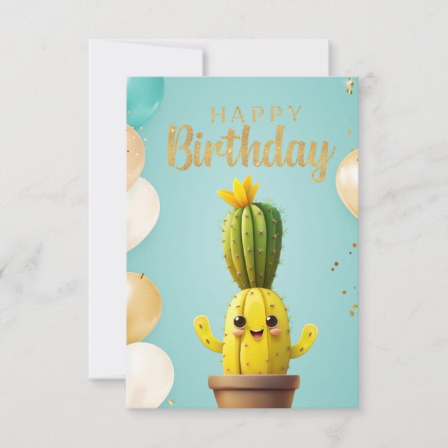 Cactus Birthday Joy: Birthday Card Inbjudningar (Framsida)