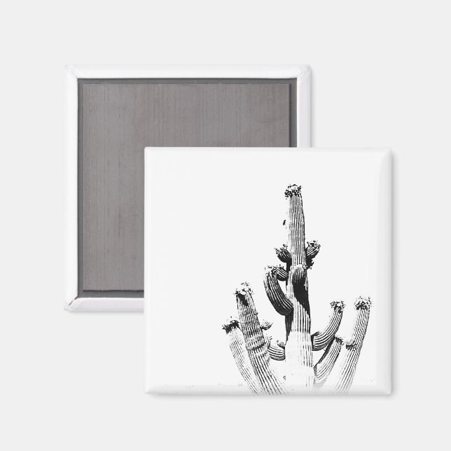 Cactus Black White Photo Art Unik Flower-Roligt Magnet (Front/Back)